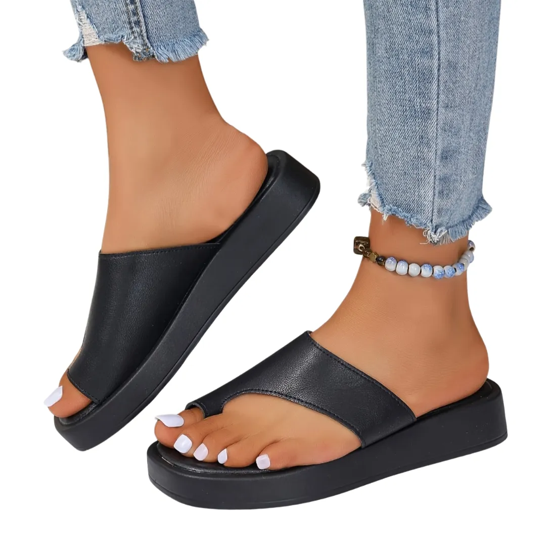 Tong cuir plateforme minimaliste femme – Image 7