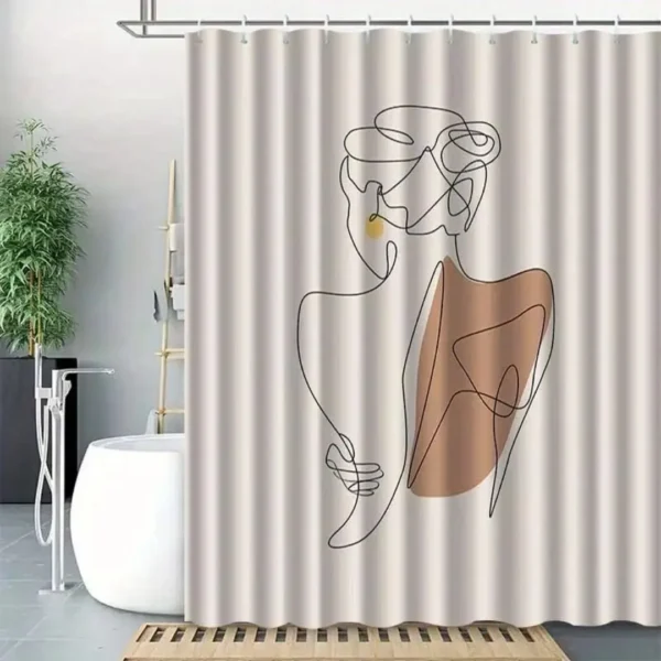 Rideau de douche femme abstraite – Image 3