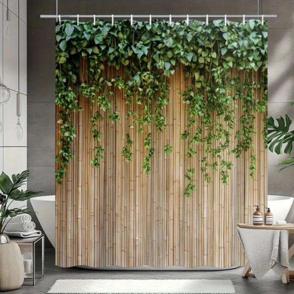 Rideau de douche bambou lierre – Image 2