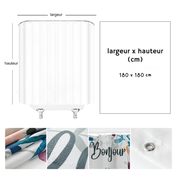 Rideau de douche bambou lierre – Image 10