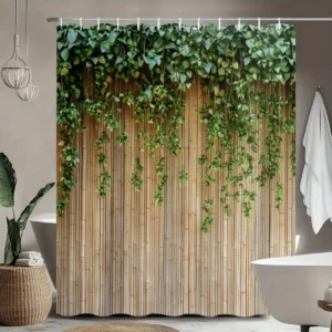 Rideau de douche bambou lierre
