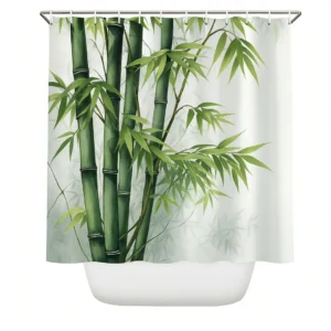 Rideau de douche bambou vert