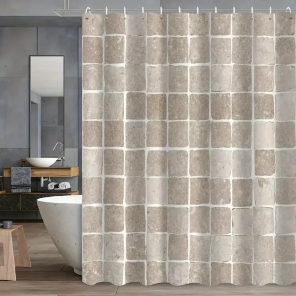 Rideau de douche effet carrelage luxe – Image 6