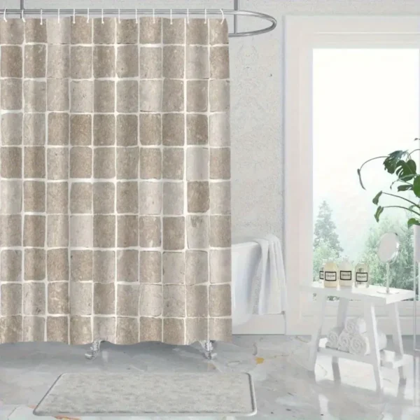 Rideau de douche effet carrelage luxe – Image 5