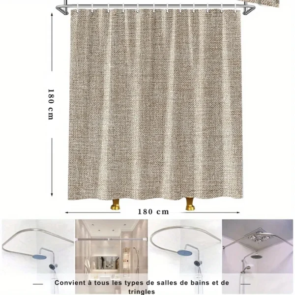 Rideau de douche effet lin naturel – Image 3