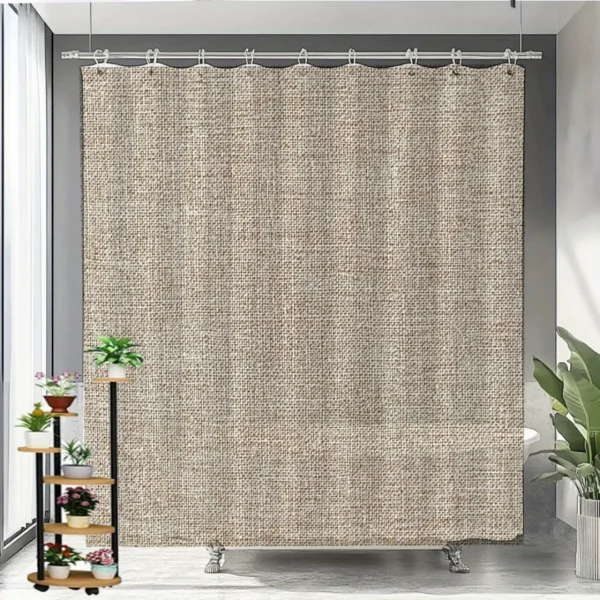Rideau de douche effet lin naturel – Image 4