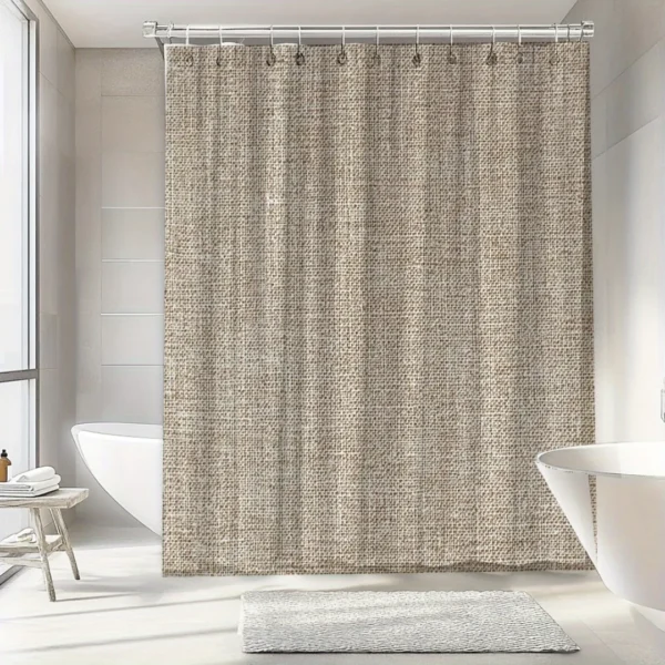 Rideau de douche effet lin naturel – Image 5