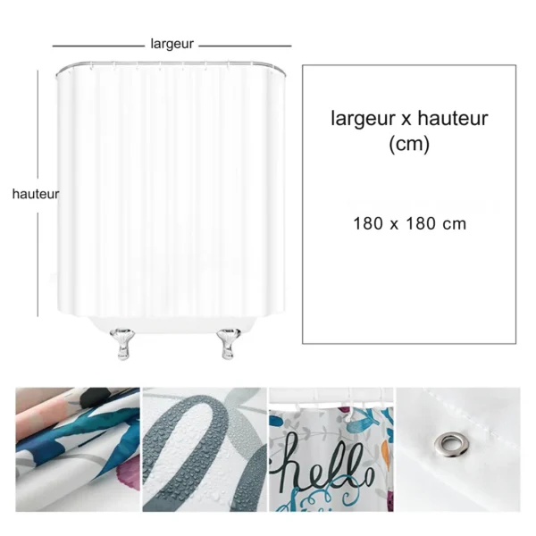 Rideau de douche feuillage aquarelle – Image 8