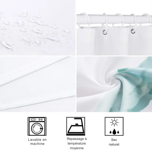 Rideau de douche feuillage aquarelle – Image 7