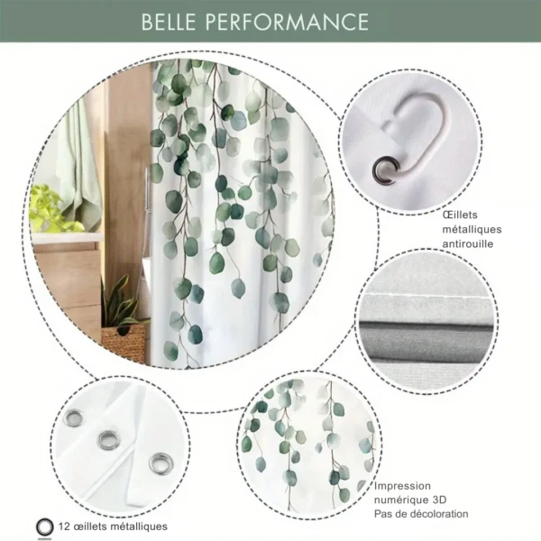 Rideau de douche feuillage aquarelle – Image 5
