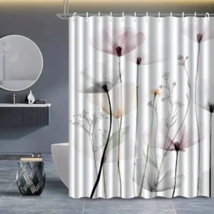 Rideau de douche fleurs nordiques