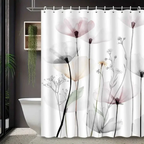 Rideau de douche fleurs nordiques – Image 2
