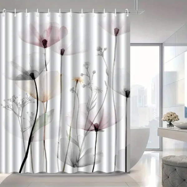 Rideau de douche fleurs nordiques – Image 3