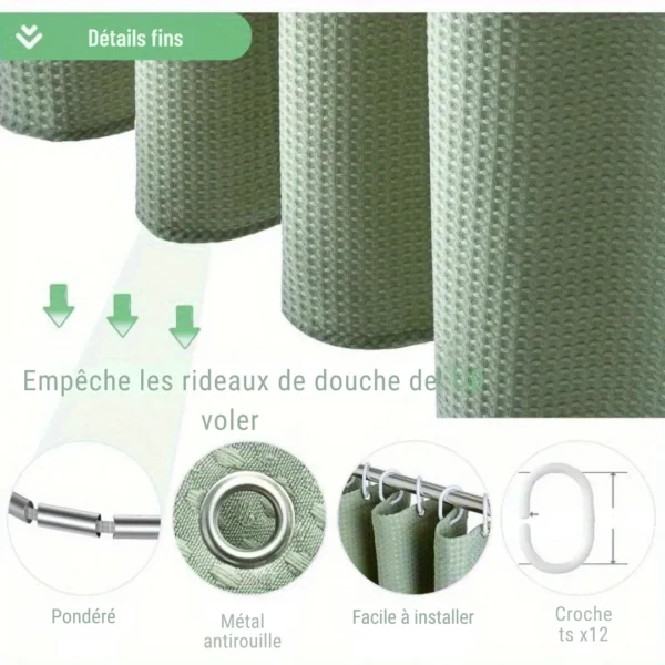 Rideau de douche gaufré rigide – Image 3
