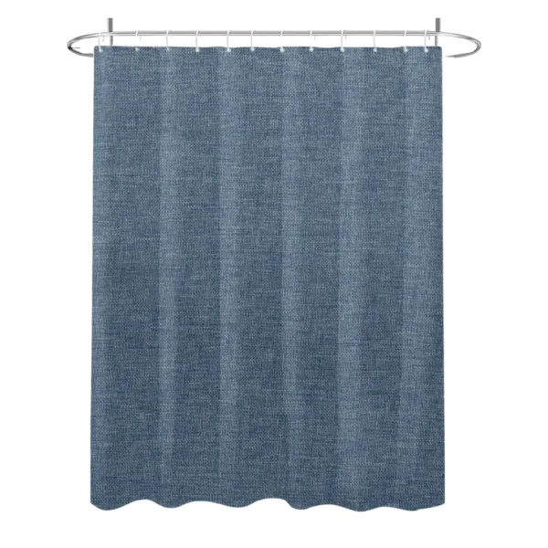 Rideau de douche lin bleu uni – Image 7