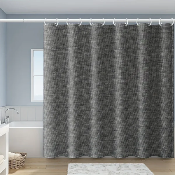 Rideau de douche lin foncé – Image 6