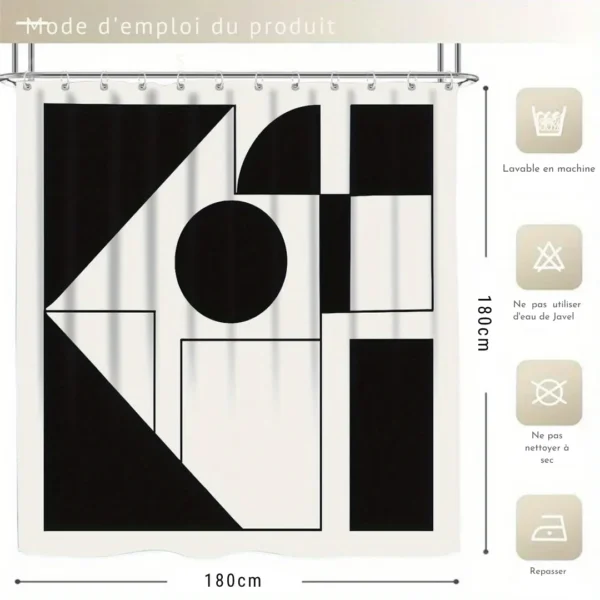 Rideau de douche rigide géométrique – Image 3
