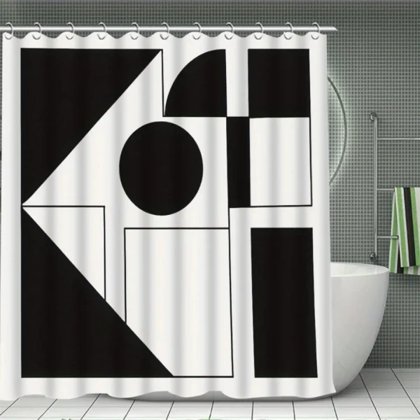 Rideau de douche rigide géométrique