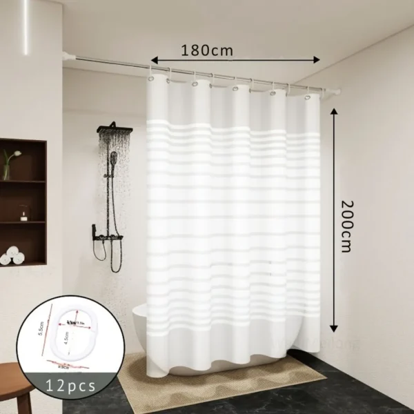Rideau de douche rigide rayé – Image 4