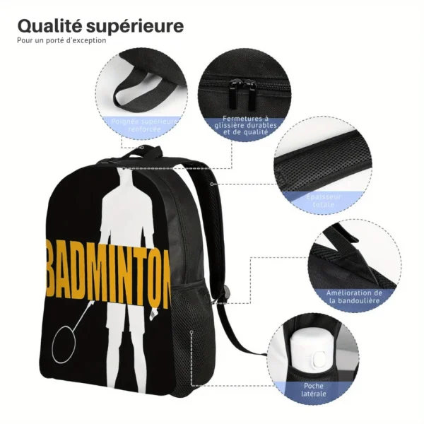 Sac à dos badminton silhouette homme – Image 4