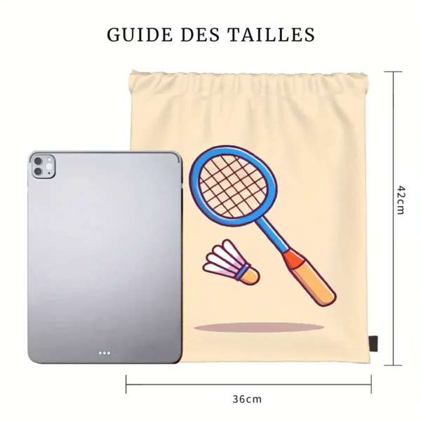 Sac badminton cordon design ludique – Image 3