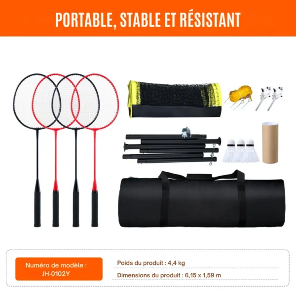 Set filet badminton extérieur complet – Image 2