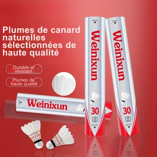 Volants badminton plume canard 12 pièces – Image 2