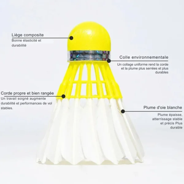 Volants plume d’oie embout jaune compétition – Image 4